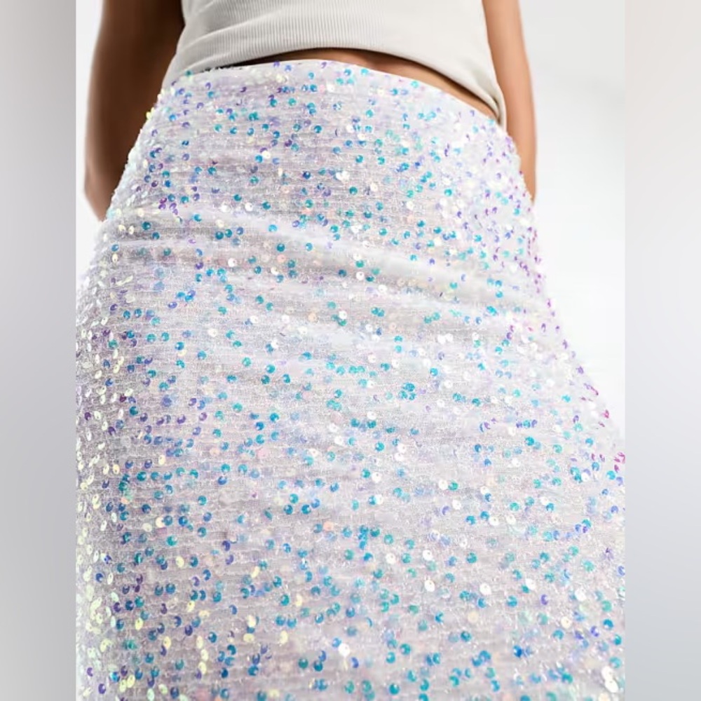 White sequin skirt